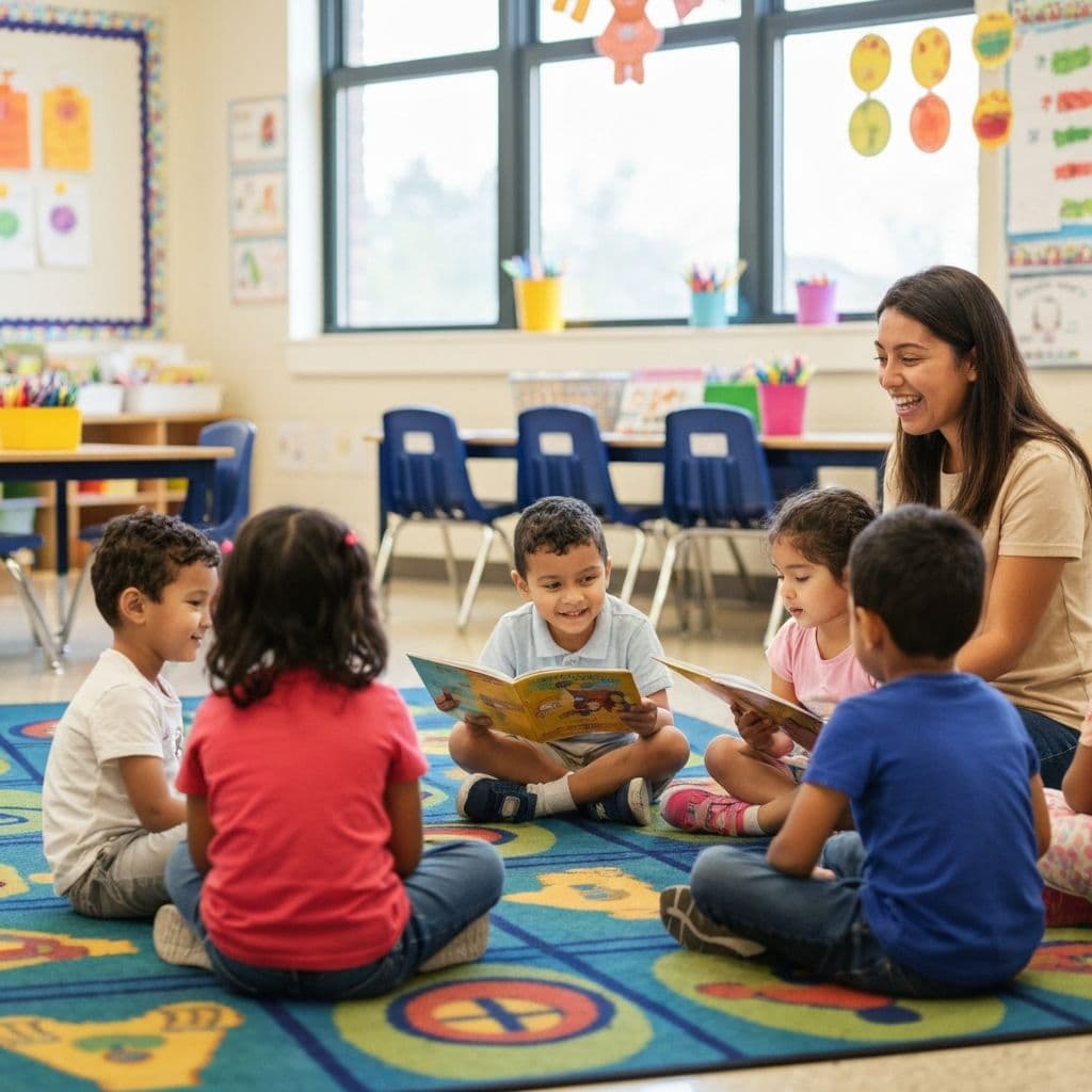 Teachers working with children